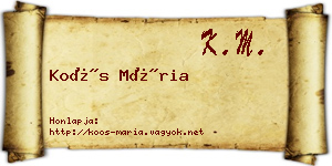 Koós Mária névjegykártya