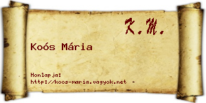 Koós Mária névjegykártya